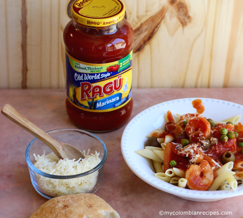 Pasta with camarones enchilados