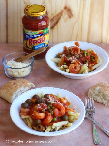 Pasta with Cuban-Creole Shrimp |mycolombianrecipes.com