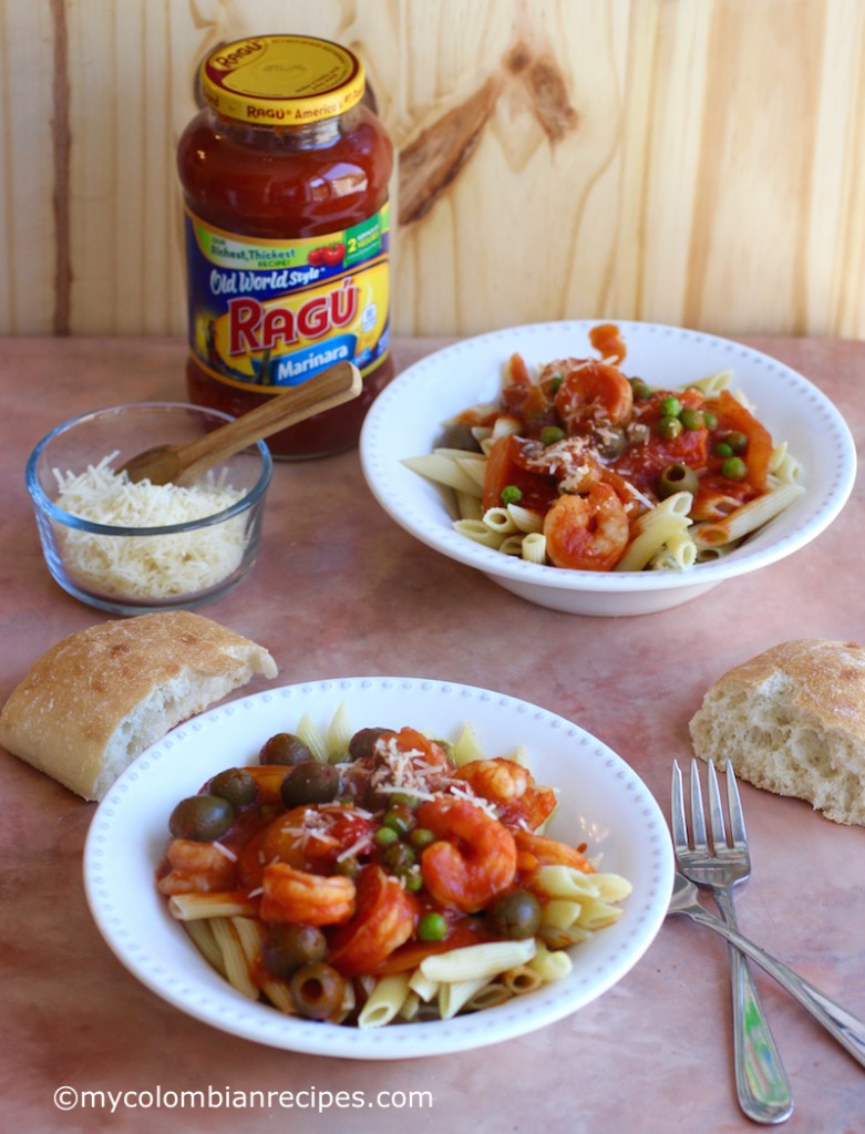 Pasta with Cuban-Creole Shrimp |mycolombianrecipes.com