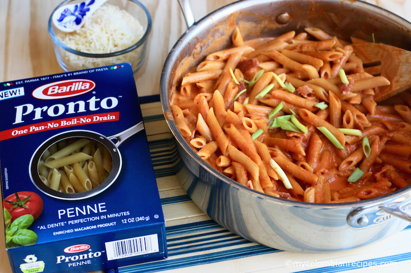 One-Pot Creamy Pasta with Bacon and Chorizo |mycolombianrecipes.com