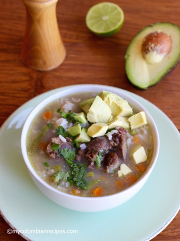 Oxtail, Rice and Vegetable Soup |mycolombianrecipes.com