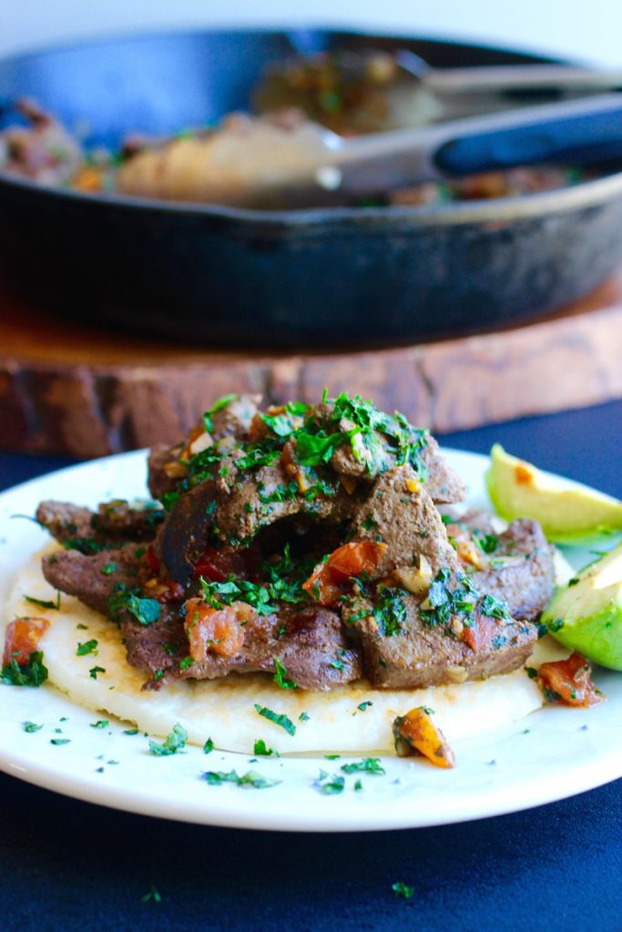 Arepa with Beef Liver in Creole Sauce (Arepa con Higado en Salsa Criolla)
