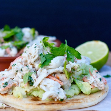 Arepa with Crab Salad and Avocado