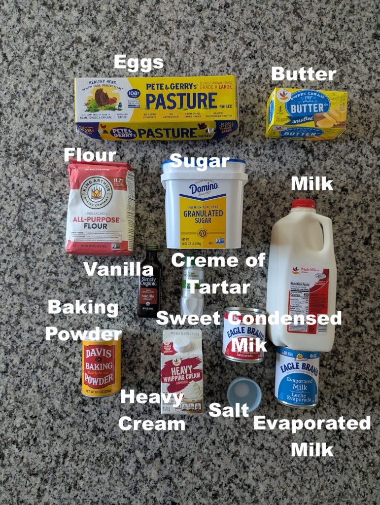 Three Milks Cake Ingredients