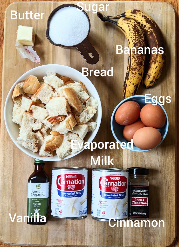Banana Bread Pudding Ingredients