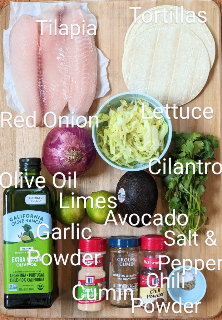 Tilapia Tacos Ingredients