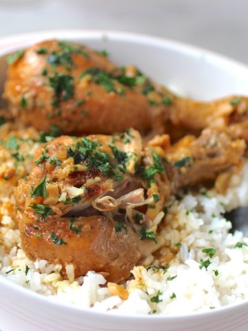 Chicken with Mustard Sauce Creamy and Flavorful over White Rice